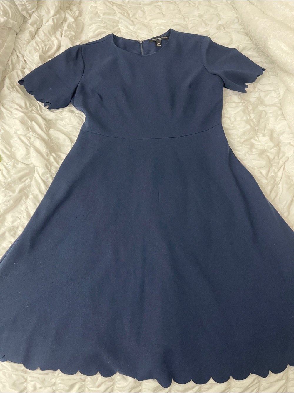 Banana Republic Navy Scallop-Hem Midi Dress Size 0P